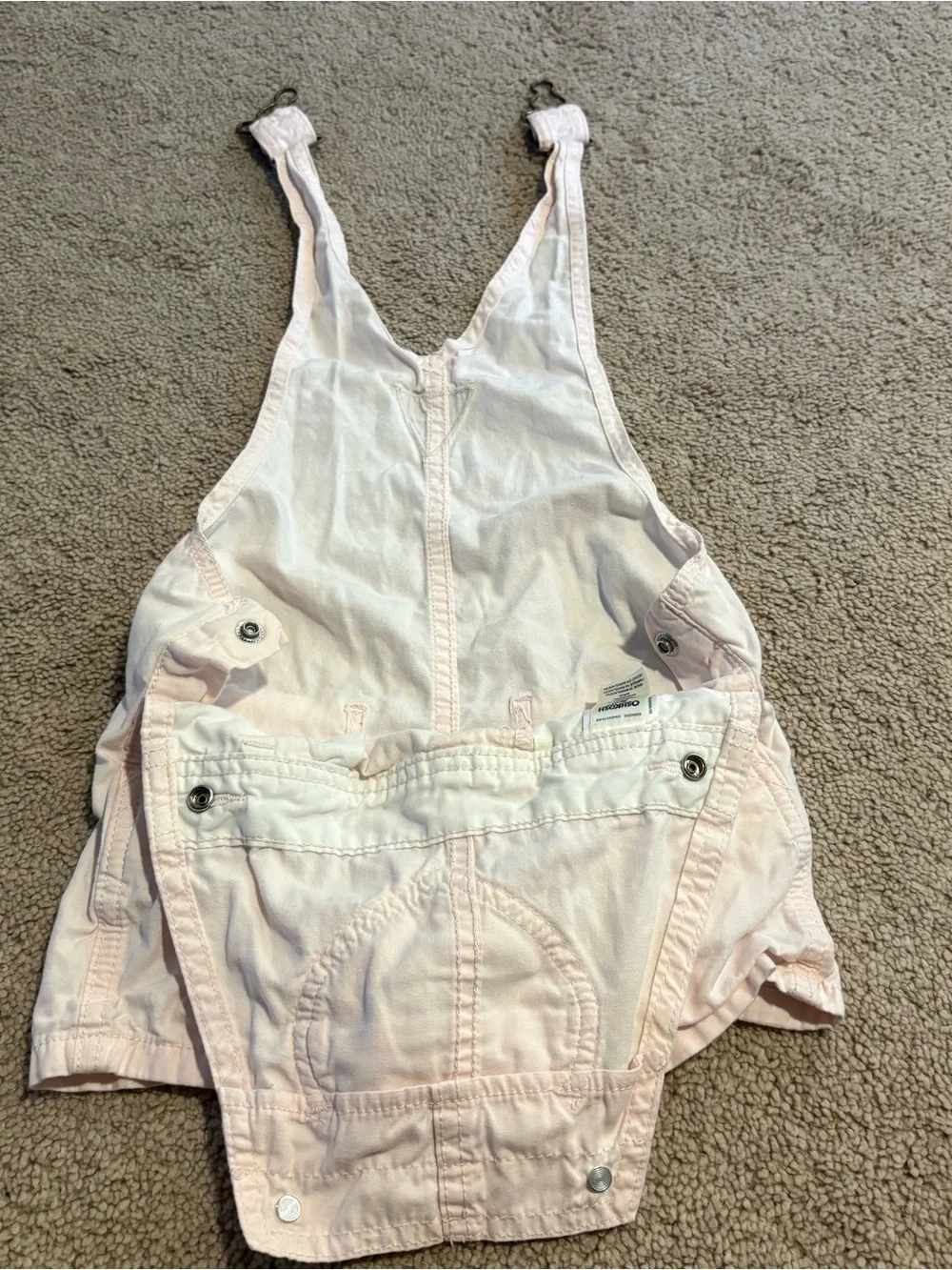 OshKosh B'gosh Light Pink Heart Button Short Overalls Size 2T